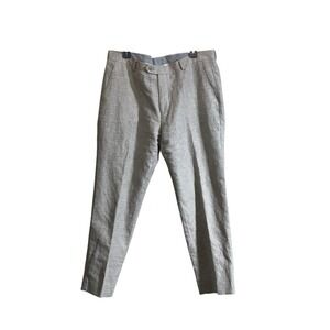 Jos A Bank 1905 Men's Grey Cotton Linen Blend Trouser Pants 36x30